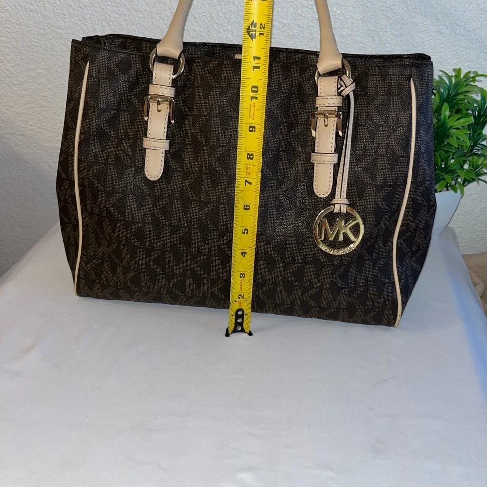 Michael Kors Dark Brown and Tan Logo Tote
